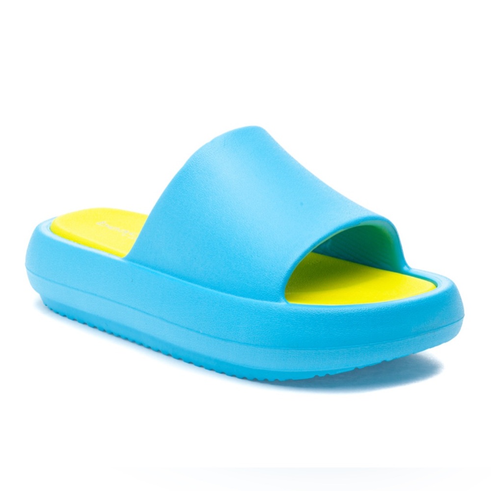 J Slides beach slides squish sandal slides squishy color turquoise yellow size 7